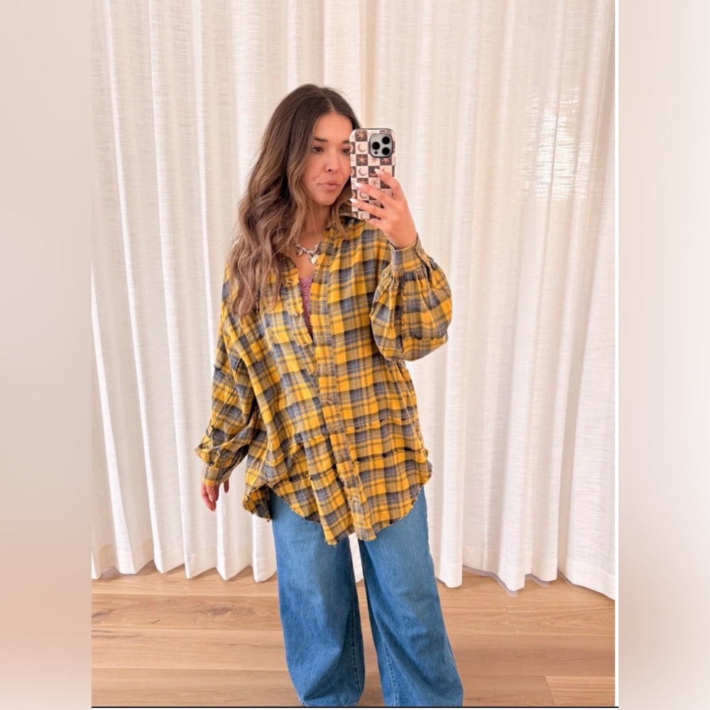 Easel Bad Little Country Girl Tina Plaid Shacket Shirt Dress M Yellowstone/Boho